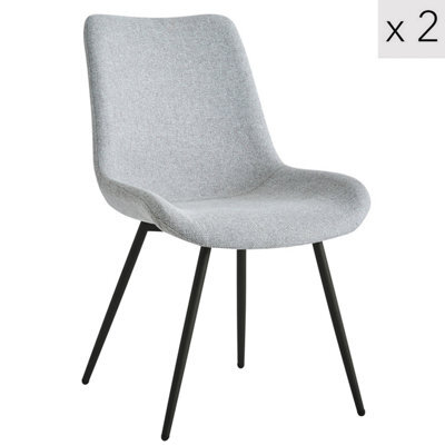 Nordlys Set Of 2 Metal And Gray Fabric Dining Chairs Modern Design Style Dining Room - image 1