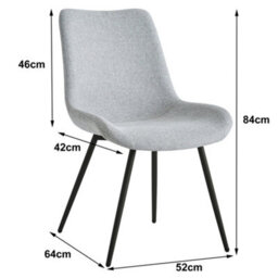 Nordlys Set Of 2 Metal And Gray Fabric Dining Chairs Modern Design Style Dining Room - thumbnail 5