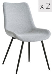 Nordlys Set Of 2 Metal And Gray Fabric Dining Chairs Modern Design Style Dining Room - thumbnail 2