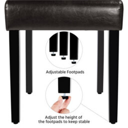 Yaheetech Set Of 2 Brown Faux Leather Dining Chairs With Button Tufted Backrest And Solid Wood Legs - thumbnail 8