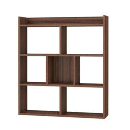 Wooden Bookcase 7 Cubes Open-Back Bookshelf Storage Display Shelf-Walnut - thumbnail 1