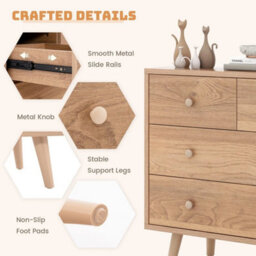 Modern 4-Drawer Dresser Wooden Storage Chest Cabinet - thumbnail 4