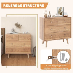 Modern 4-Drawer Dresser Wooden Storage Chest Cabinet - thumbnail 5