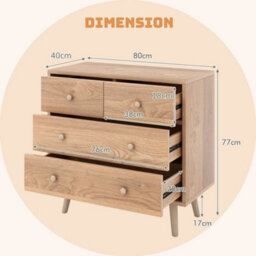 Modern 4-Drawer Dresser Wooden Storage Chest Cabinet - thumbnail 2