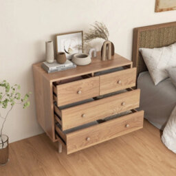 Modern 4-Drawer Dresser Wooden Storage Chest Cabinet - thumbnail 1
