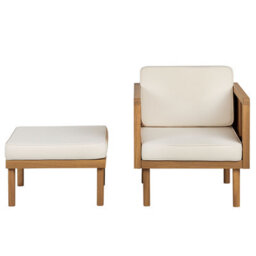 Beliani Garden Armchair With Ottoman Baratti Acacia Wood Brown - thumbnail 4