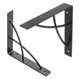 B2C 2X Wall Shelf Support Holder Bracket Steel Black Matt 40Kg Home Decor Neo - thumbnail 3
