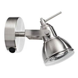 Happy Homewares Unique Industrial Designed Satin Nickel Switched Wall Spot Light - thumbnail 1