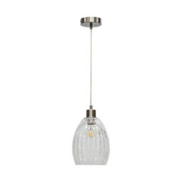 First Choice Lighting Birch - Clear Fluted Glass With Satin Nickel Pendant Fitting - thumbnail 1