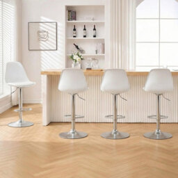 Costway Bar Stools Set Of 2 Faux Leather Counter Height Chairs With Backrests-White - thumbnail 9