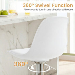 Costway Bar Stools Set Of 2 Faux Leather Counter Height Chairs With Backrests-White - thumbnail 6