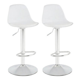Costway Bar Stools Set Of 2 Faux Leather Counter Height Chairs With Backrests-White - thumbnail 7