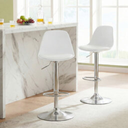 Costway Bar Stools Set Of 2 Faux Leather Counter Height Chairs With Backrests-White - thumbnail 4