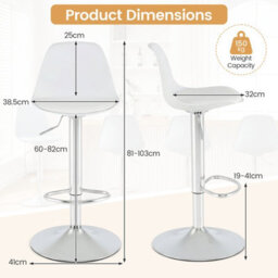 Costway Bar Stools Set Of 2 Faux Leather Counter Height Chairs With Backrests-White - thumbnail 3