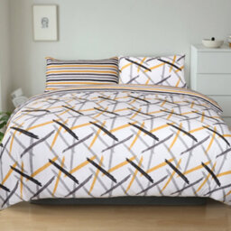 Aspire Homeware Printed Microfiber Duvet Cover Set, Ochre Stripe Reversible, King, (L)220Cm X (W)230Cm - thumbnail 1