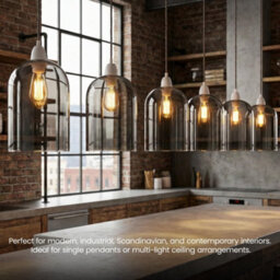 Glass Lamp Shade 23 Cm Height X 14.5 Cm Diameter Clear E27 Replacement For Ceiling Pendant And Table Lamp Vintage Modern - thumbnail 3