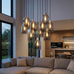 Glass Lamp Shade 23 Cm Height X 14.5 Cm Diameter Clear E27 Replacement For Ceiling Pendant And Table Lamp Vintage Modern - thumbnail 9