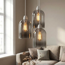 Glass Lamp Shade 23 Cm Height X 14.5 Cm Diameter Clear E27 Replacement For Ceiling Pendant And Table Lamp Vintage Modern - thumbnail 4