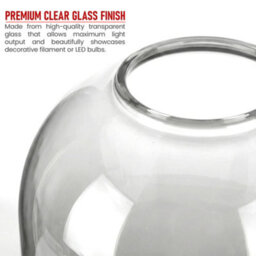 Glass Lamp Shade 23 Cm Height X 14.5 Cm Diameter Clear E27 Replacement For Ceiling Pendant And Table Lamp Vintage Modern - thumbnail 7