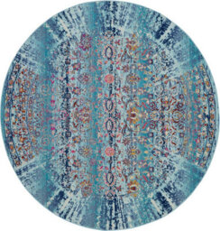 Blue Floral Rug, Traditional Luxurious Rug, Stain-Resistant Rug For Bedroom, Living Room, & Dining Room-121Cm X 173Cm - thumbnail 5