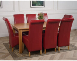 That's Furniture Oslo 180 X 90 Cm Large Oak Dining Table And 8 Chairs Dining Set With Montana Burgundy Leather Chairs - thumbnail 3