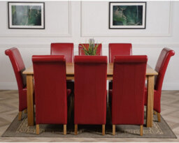 That's Furniture Oslo 180 X 90 Cm Large Oak Dining Table And 8 Chairs Dining Set With Montana Burgundy Leather Chairs - thumbnail 2