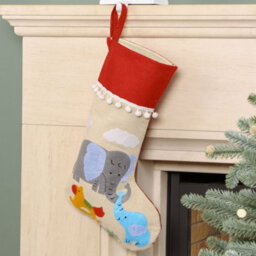 Dibor Natural Elephant Pom Pom Xmas Gift Decoration Christmas Stocking For Kids - thumbnail 3