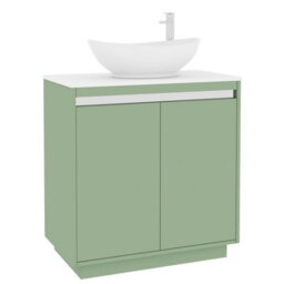 Royal Bathrooms Orion 800mm Mint Sage Floor Standing Plain White Countertop Vanity Unit 2 Door With Amaze Basin & Chrome Accent Trim - thumbnail 6