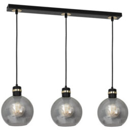 Milagro Omega Hand Made Linear Pendant Lamp With Elegant Smoked Glass Spheres Quality Matt Black Fittings With Gold Detail - thumbnail 4