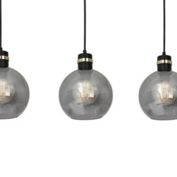 Milagro Omega Hand Made Linear Pendant Lamp With Elegant Smoked Glass Spheres Quality Matt Black Fittings With Gold Detail - thumbnail 3