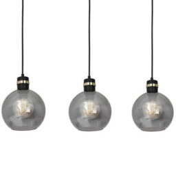 Milagro Omega Hand Made Linear Pendant Lamp With Elegant Smoked Glass Spheres Quality Matt Black Fittings With Gold Detail - thumbnail 2