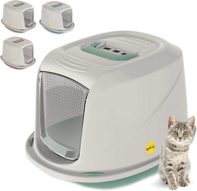 Cat Centre.Direct Cat Centre Medium Green Galaxy Detachable Hooded Litter Tray With Carbon Filter - image 1