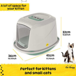 Cat Centre.Direct Cat Centre Medium Green Galaxy Detachable Hooded Litter Tray With Carbon Filter - thumbnail 3