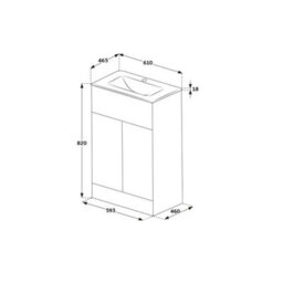 Homestylestore 600mm Concrete Grey Floorstanding Bathroom Vanity Unit And Aged Gold T Bar Handle - thumbnail 4