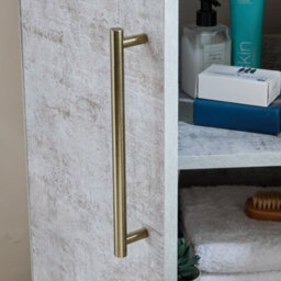 Homestylestore 600mm Concrete Grey Floorstanding Bathroom Vanity Unit And Aged Gold T Bar Handle - thumbnail 3
