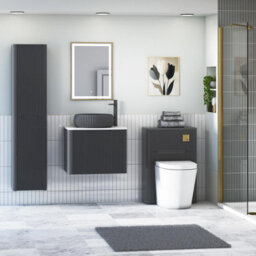 Royal Bathrooms Avenza 600mm Matt Obsidian Black Wall Hung Bathroom Countertop Vanity Unit 1 Drawer With Milan Black Basin - thumbnail 4