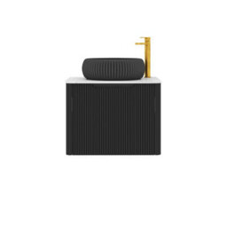 Royal Bathrooms Avenza 600mm Matt Obsidian Black Wall Hung Bathroom Countertop Vanity Unit 1 Drawer With Milan Black Basin - thumbnail 6