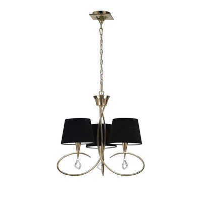 Luminosa Lighting Luminosa Mara Pendant 3 Light E14, French Gold With Black Shades - image 1