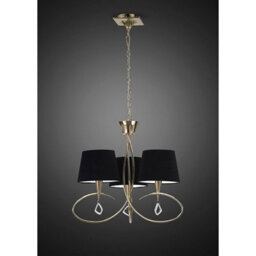 Luminosa Lighting Luminosa Mara Pendant 3 Light E14, French Gold With Black Shades - thumbnail 2