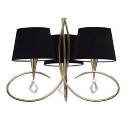 Luminosa Lighting Luminosa Mara Pendant 3 Light E14, French Gold With Black Shades - thumbnail 5