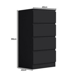 Fwstyle 4 Drawer Chest Of Drawers Black Scratch Resistant (H) 99 (W) 40 (D) 40Cm - thumbnail 5