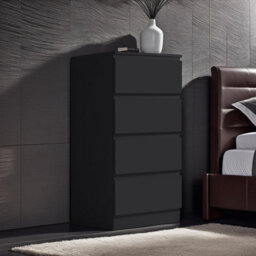 Fwstyle 4 Drawer Chest Of Drawers Black Scratch Resistant (H) 99 (W) 40 (D) 40Cm - thumbnail 2