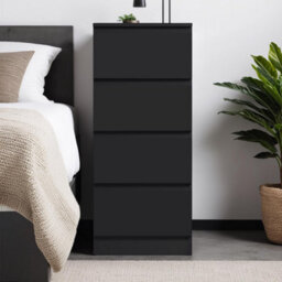 Fwstyle 4 Drawer Chest Of Drawers Black Scratch Resistant (H) 99 (W) 40 (D) 40Cm - thumbnail 3