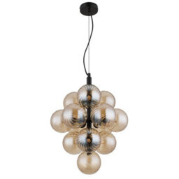 Luminosa Lighting Luminosa Conor Globe Pendant Ceiling Light Matt Black Balls Amber Glass Shade 13X G9 - thumbnail 2