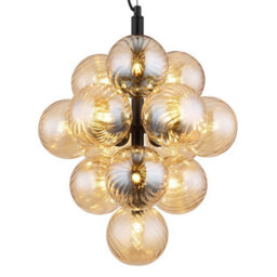 Luminosa Lighting Luminosa Conor Globe Pendant Ceiling Light Matt Black Balls Amber Glass Shade 13X G9 - thumbnail 3