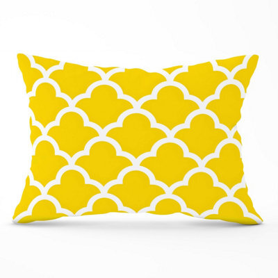 Warren Reed Designer Geometric Yellow Quatrefoil Wave Cushions 33Cm X 48Cm