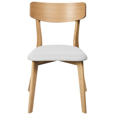 Wyld And Coco Set Of 2 Retro Dining Chairs - Light Brown Rubberwood Frame, Grey Fabric Seats, Armless - image 1