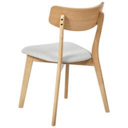 Wyld And Coco Set Of 2 Retro Dining Chairs - Light Brown Rubberwood Frame, Grey Fabric Seats, Armless - thumbnail 6