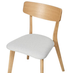 Wyld And Coco Set Of 2 Retro Dining Chairs - Light Brown Rubberwood Frame, Grey Fabric Seats, Armless - thumbnail 7