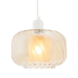 Happy Homewares Amber Champagne Pendant Light Shade With Rippled Rim And Inner Shade - thumbnail 1